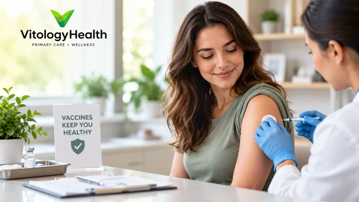 Adult vaccines you need by age including shingles, pneumonia, RSV, flu, and Tdap vaccines